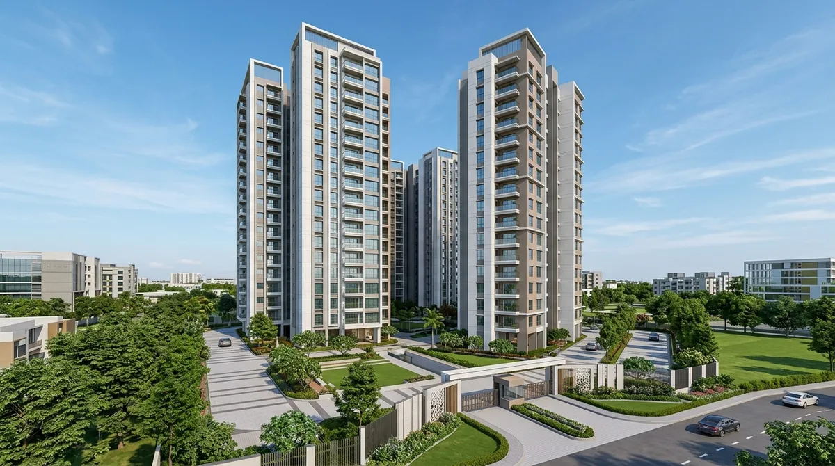 Nikoo Homes 8 tower exteriors at Bhartiya Garden Enclave, Thanisandra